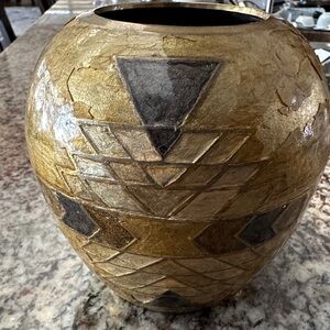 Solid Brass Enameled Geometric Vase